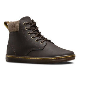 Dr. Martens Maelly Herringbone Padded Collar Brown Leather Lace Chukka B…